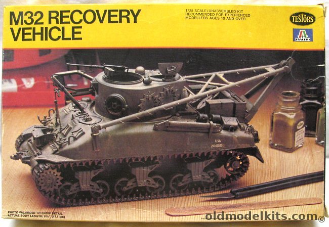 Testors 1/35 M32 Recovery Vehicle - TRV Tank Recovery Vehicle Sherman Chassis, 806 plastic model kit